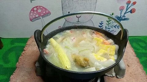 天氣變冷了~在陽台煮海鮮濃湯#food #mini #soup