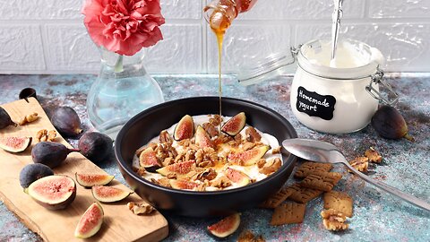 Breakfast Bowl With Yogurt Figs And Honey. Ready in Five Minutes