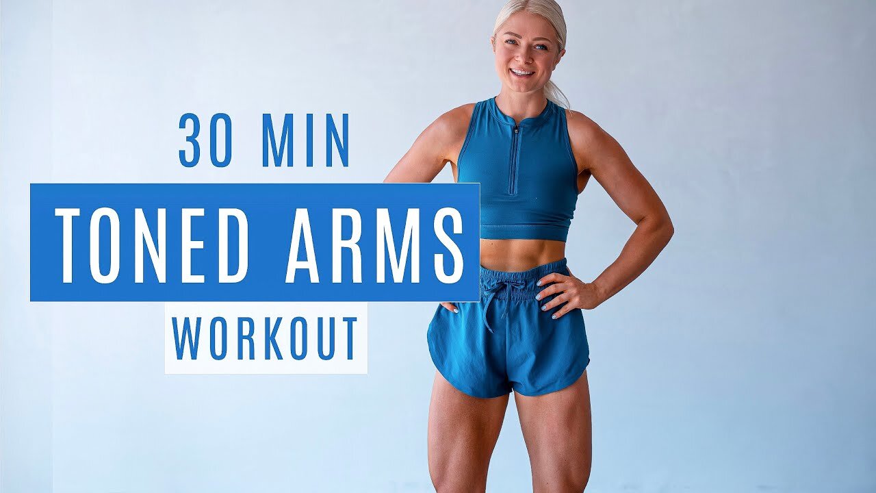 30 MIN STRONG TONED ARMS | with weights (dumbbells or water bottles) | growingannanas