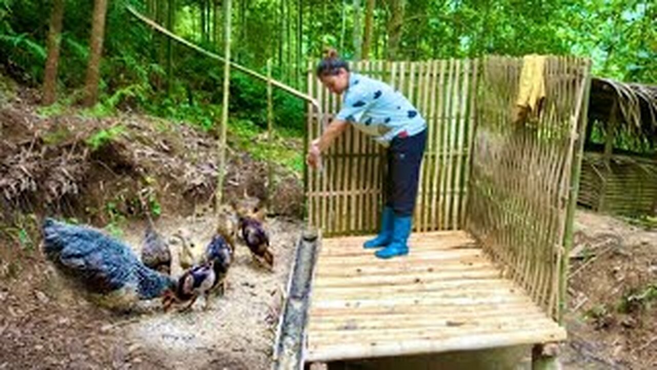 How to build an outdoor bathhouse - Find and direct water to the farm with bamboo pipes