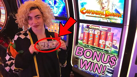 NEW Slot Lady Heather! Cavegirl Dawn Bonus Win! | Slot Ladies