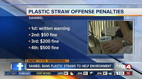 Penalties for using plastic straws on Sanibel Island