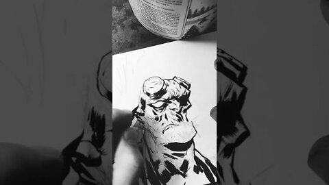 inking hellboy