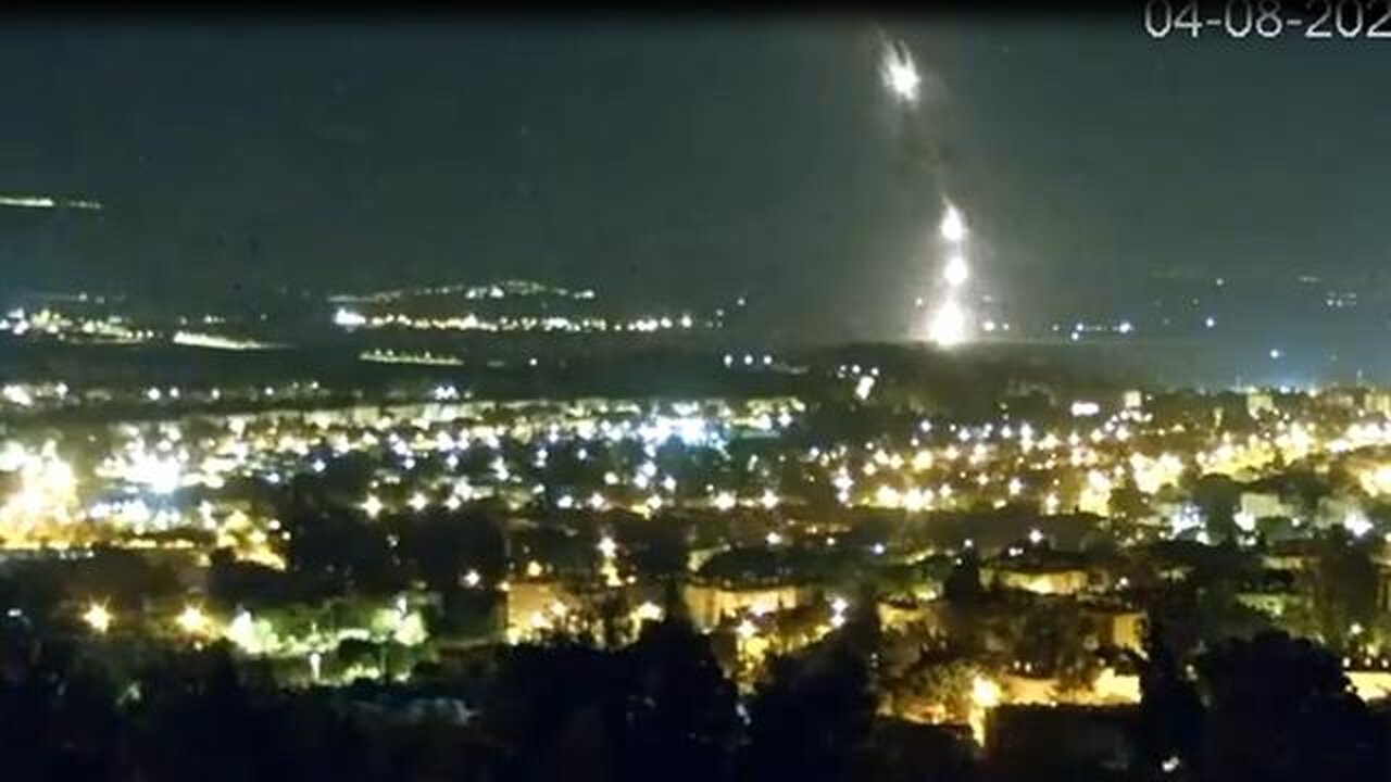 A barrage of rockets fired at Israel from Lebanon, Iron Dome interceptions