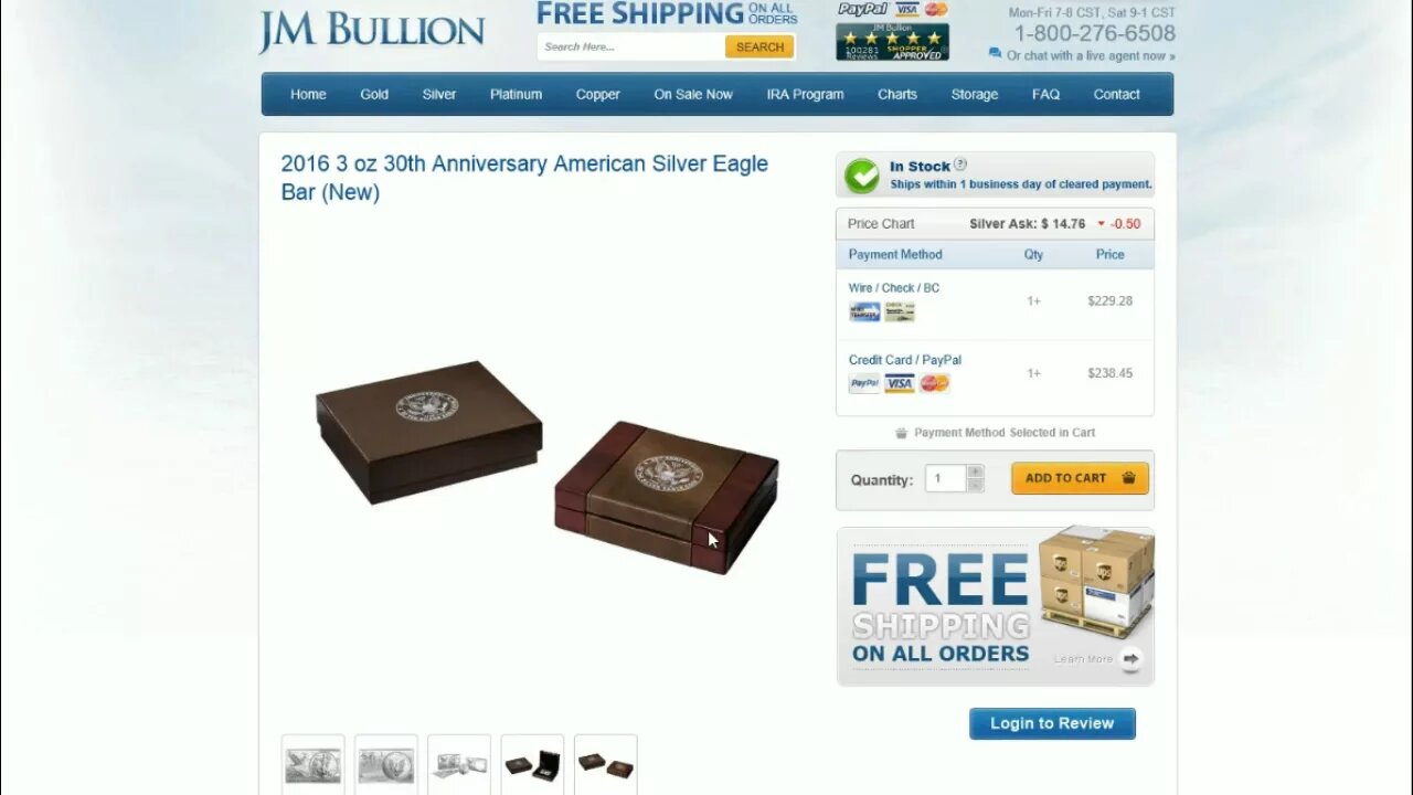 30th Anniversary 3 Ounce Silver Eagle Bar