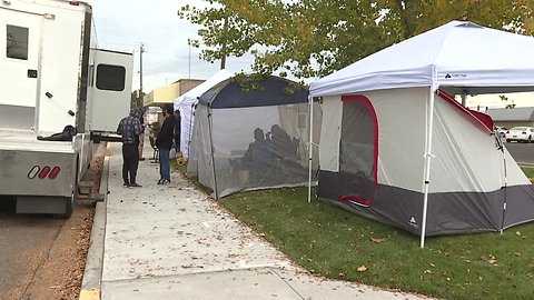 A camp has formed near the Ontario community development center, it's potential marijuana dispensary owners who are getting in line in case the voters approve recreational cannabis dispensaries in Oregon.