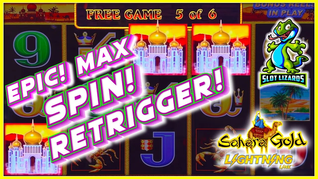 MAX $25 SPIN RETRIGGER! BETTER THAN JACKPOT HUGE WIN! Lightning Link Sahara Gold Slot