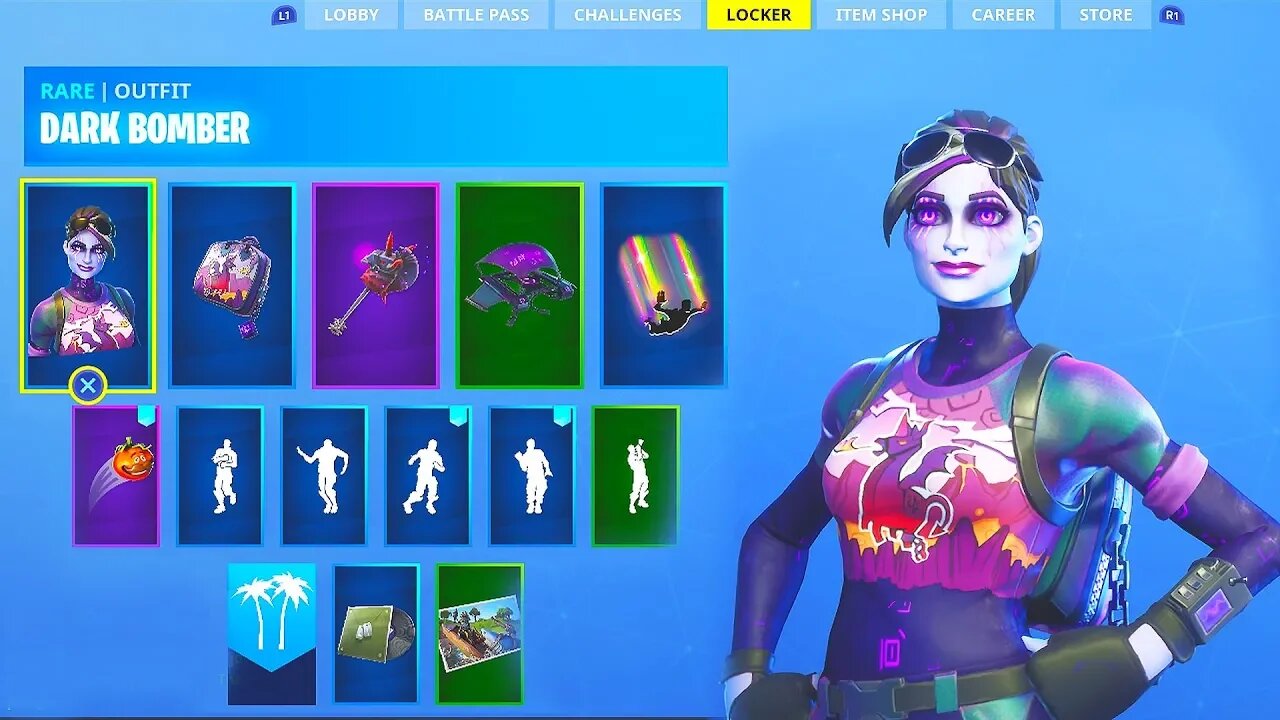 Fortnite "Dark Bomber" Full Set Review - Skin, Dark Bag Back Bling, Thunder Crash Pickaxe,