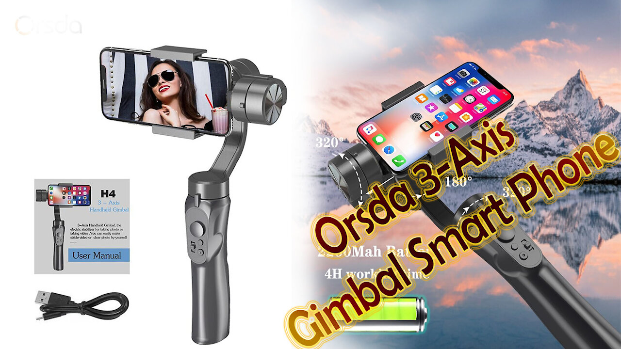 Orsda 3 Axis Smart Gimbal Stabilizer for Smartphone Action Camera, Video Recording, Tik, Youtube, Ti