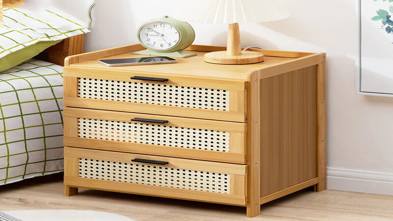 Timeless Elegance : Solid Wood Bedside Table with Moroccan Design