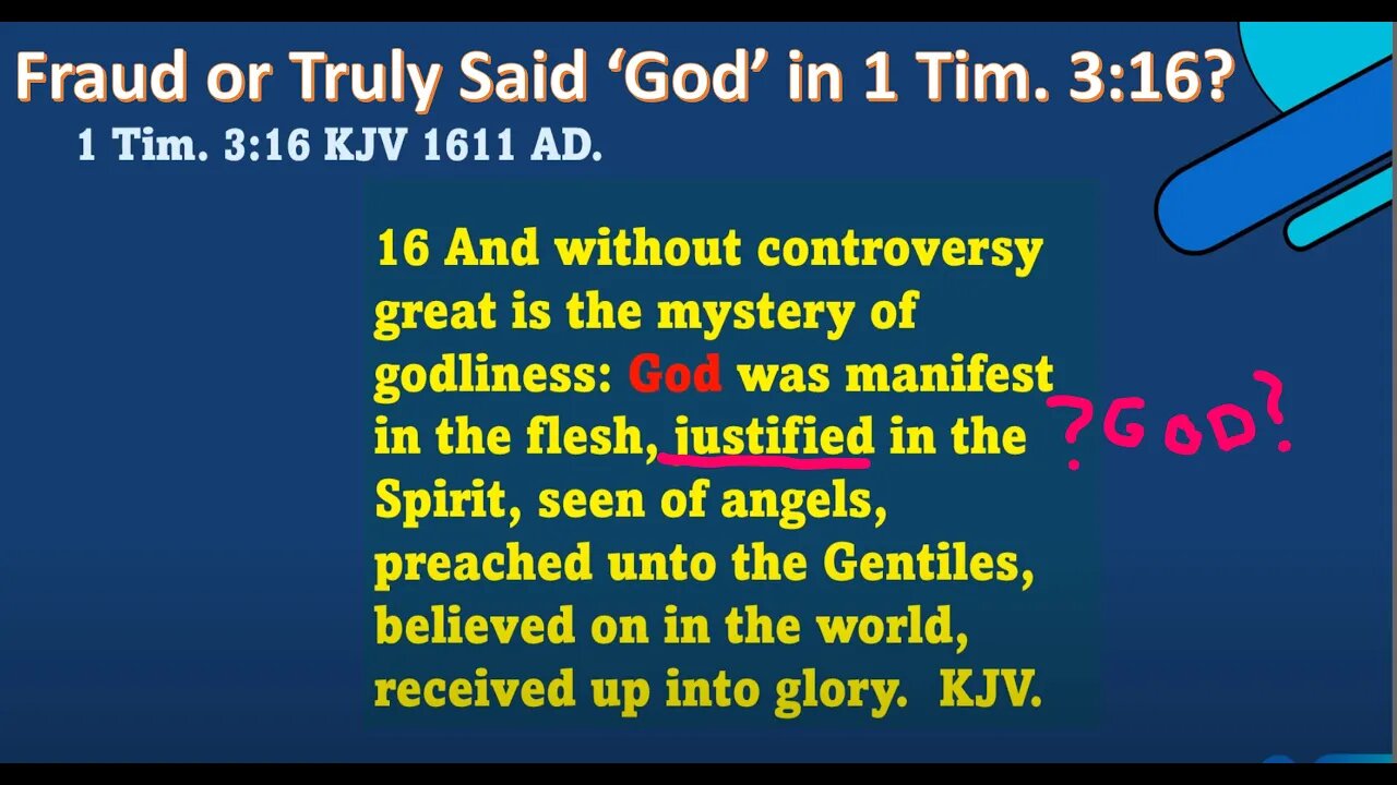 Is Word "God" A Fraud in 1 Tim 3:16 KJV or to the Present?