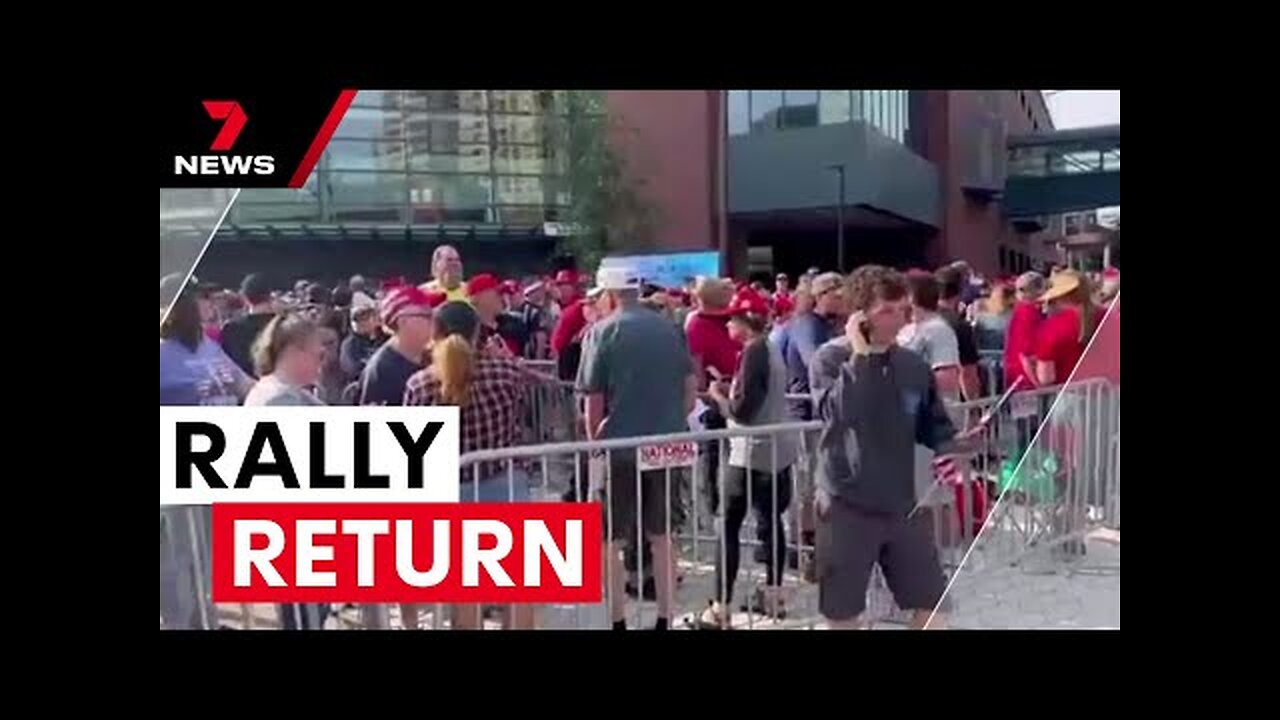 Donald Trump in first rally since assassination attempt | 7NEWS