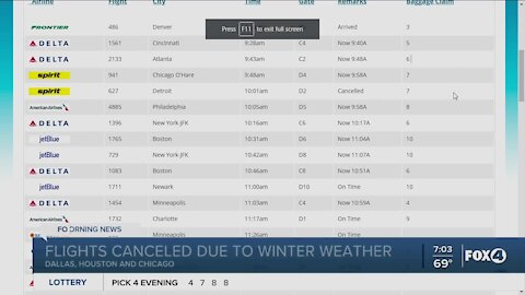 Flight cancellations and delays due to sever weather