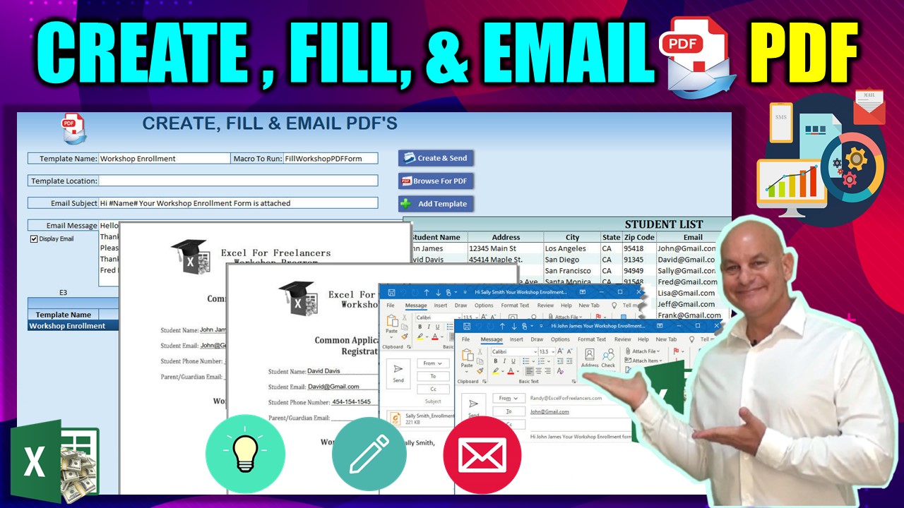 How To Create Fillable PDF's, Automatically Fill Them With Excel Data & Email Unlimited Contacts