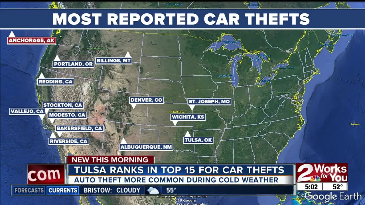 Tulsa ranks in the top 15 cities for car thefts