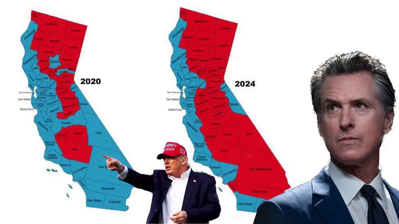 Biden & Newsom's leadership has made Californians vote far more Red in 2024 compared to 2020! 😲