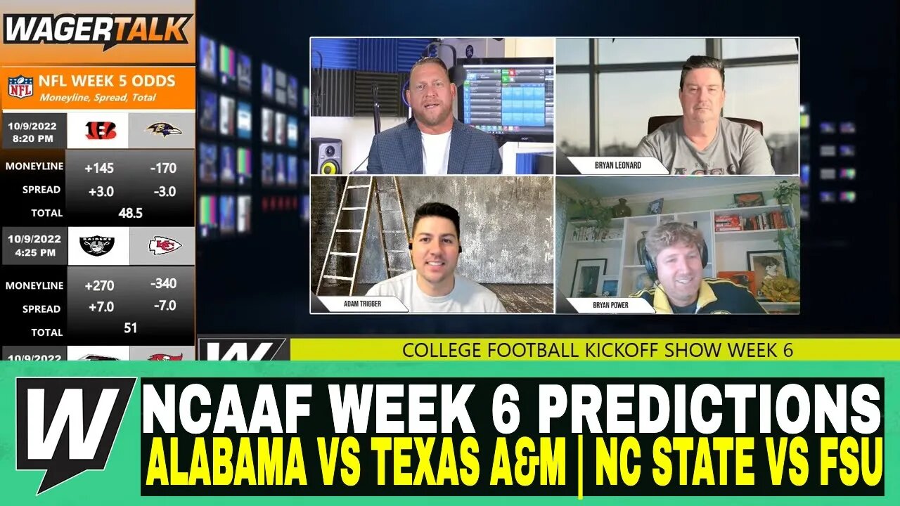 Happy Hour CFB Kickoff Show | NCAAF Week 6 Predictions | Alabama vs Texas A&M | NC State vs FSU
