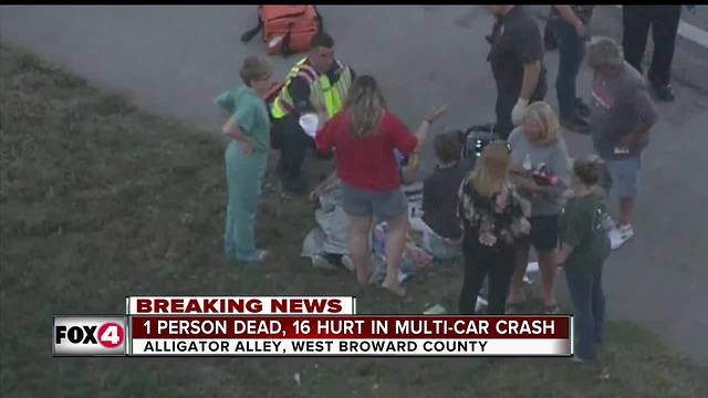 Multi-vehicle crash on Alligator Alley leaves 1 dead, 16 injured