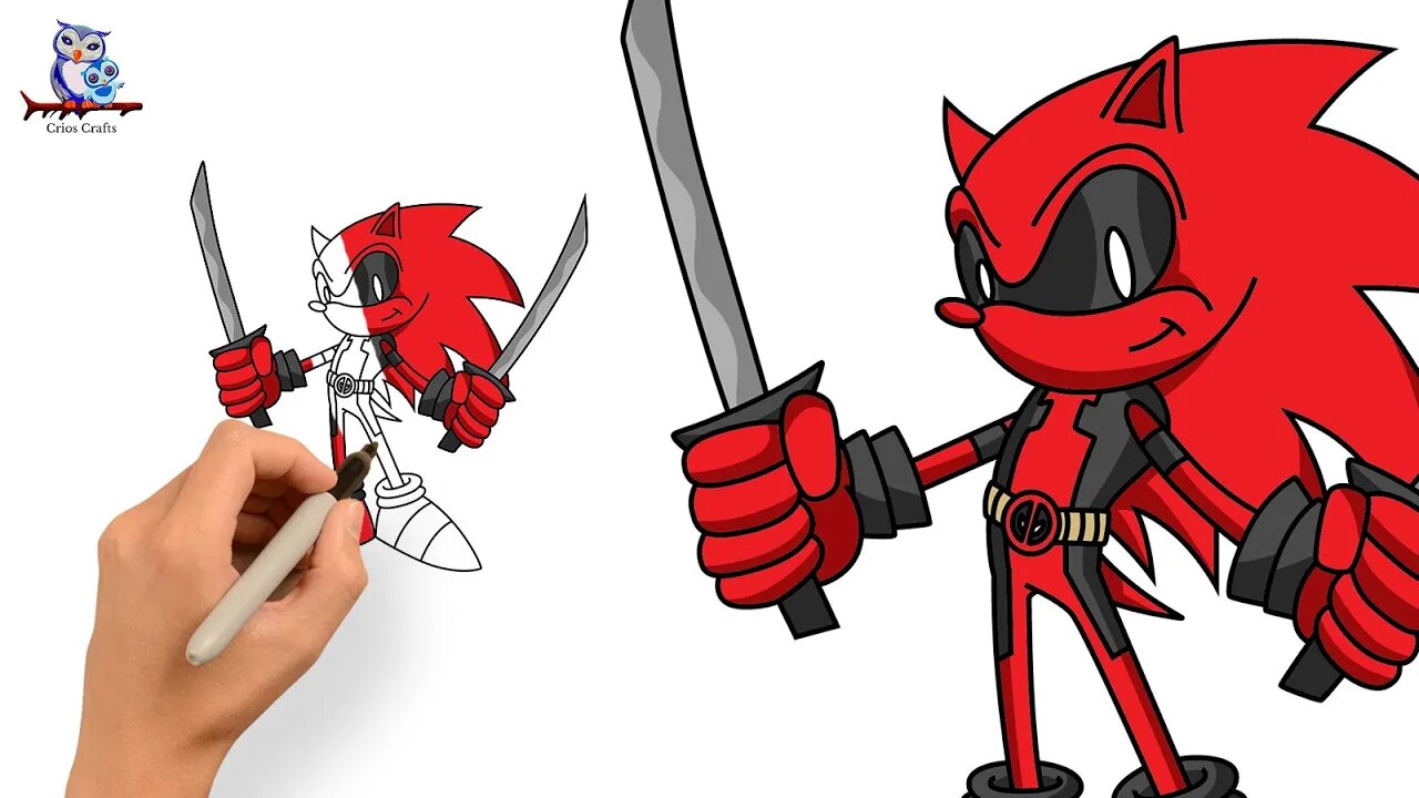 How to Draw Sonic the Hedgehog Deadpool Mashup - Art Tutorial