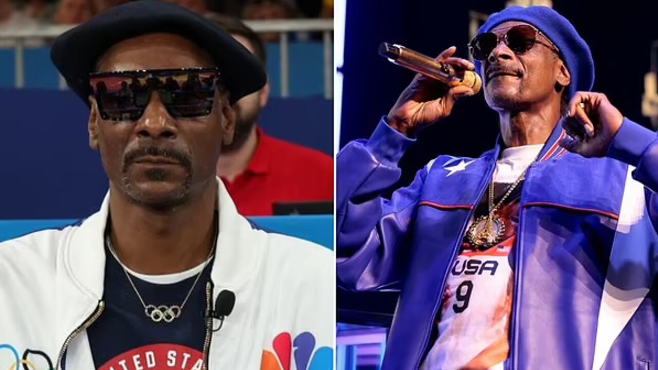 Snoop Dogg watching Team USA win its first Gold Medal in Paris in swimming.