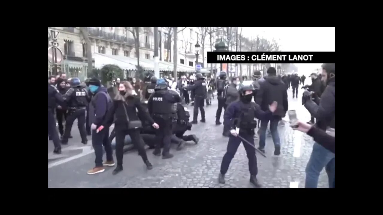 POLICE BEATING PROTESTOR (VIOLENT)