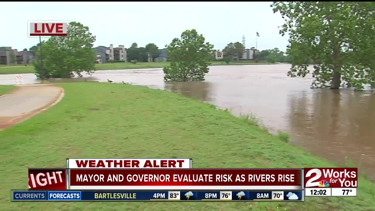 Gov. Stitt, Tulsa Mayor G.T. Bynum evaluate dangerous flooding risk