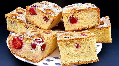 Grandma's recipe amazed everyone! Easy and delicious sour cherries cake in 10 minutes!