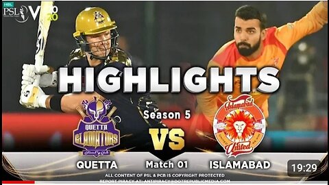 Quetta qladiator vs Islamabad united | Full Match Highlights | Match 1 | 20 Feb | Hbl Psl 5