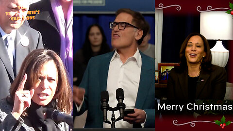 Trump hater Mark Cuban reads his speech from his phone: "Trump is that Grinch that wants to steal your Christmas!" Kamala Harris: "How dare we speak Merry Christmas!! How dare we!!" Also Kamala: "Merry Christmas, everybody!"