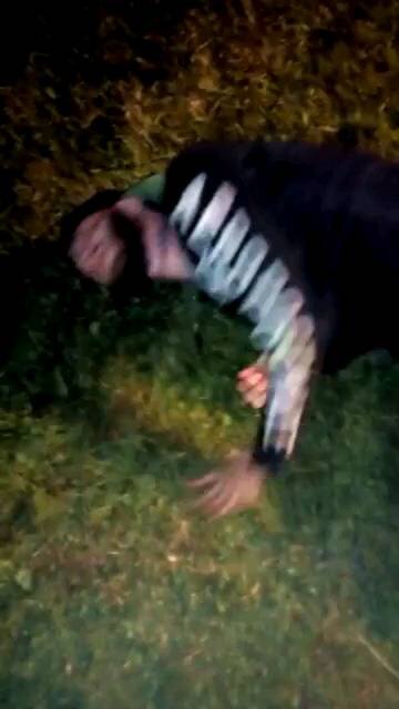 Jumped off a 15ft roof through a dog house lol it hurt