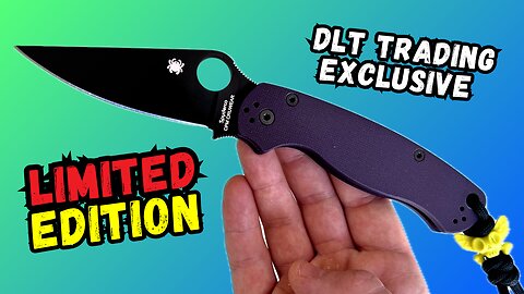 Spyderco PM2 (Paramilitary 2) DLC Coated CruWear Blade & Purple G10 DLT Trading Exclusive Sprint Run