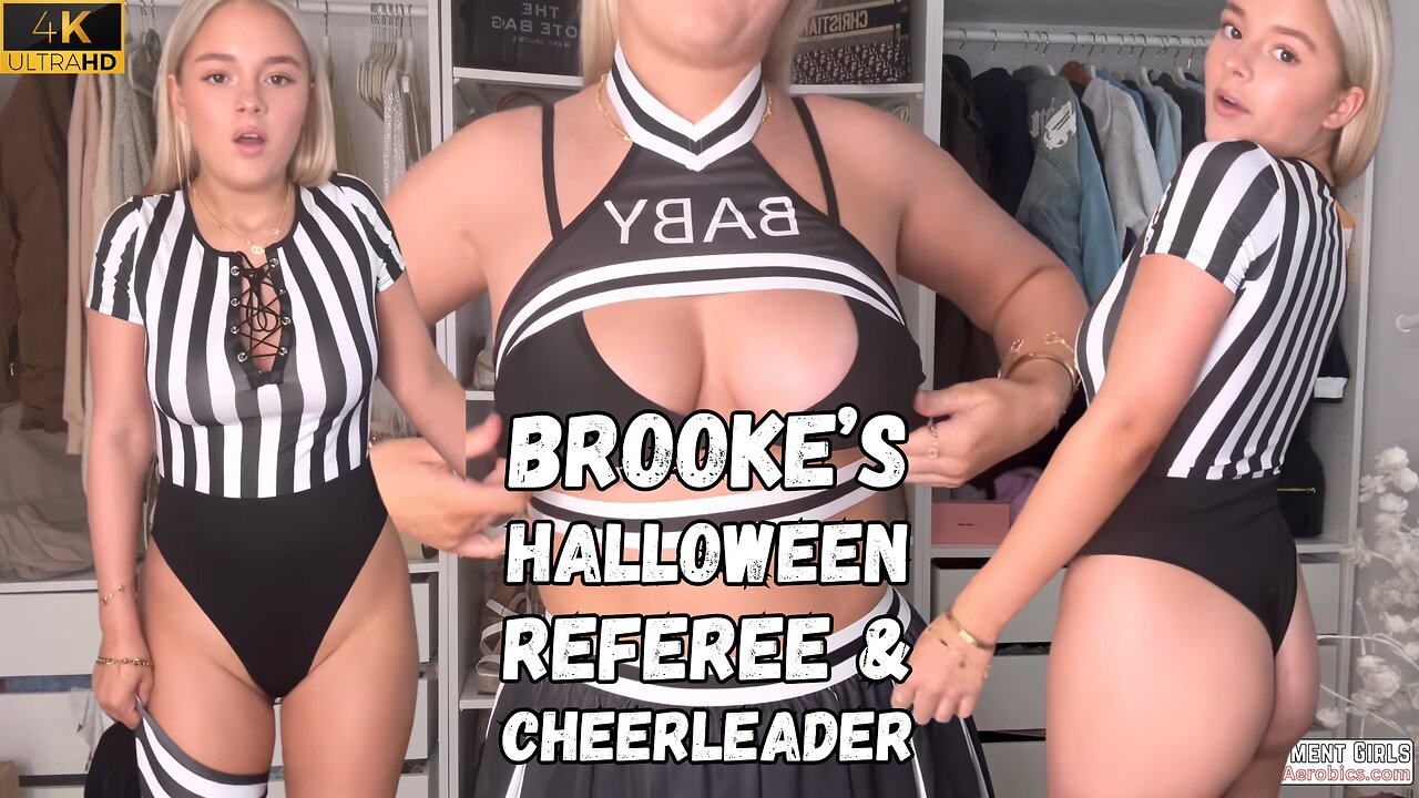 Brooke's Halloween Try On Referee & Cheerleader Outfits 4K HD #halloweenhaul #halloweencostume