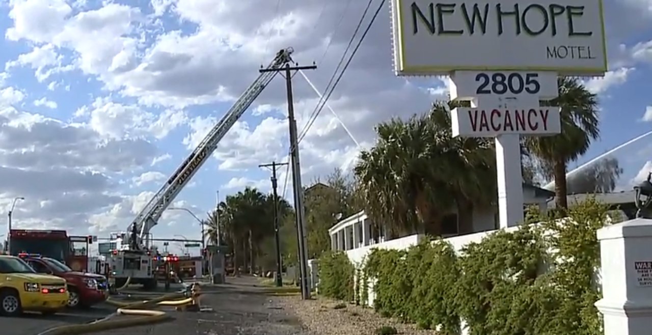 AT THE SCENE: 2-alarm fire at motel near downtown Las Vegas