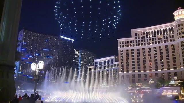 Intel presents drone light show over Bellagio Fountains this week