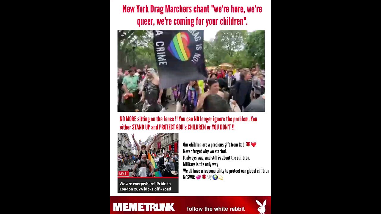 🔥New York Drag Marchers chant “We’re here, we’re queer, we’re coming for your children.”🔥