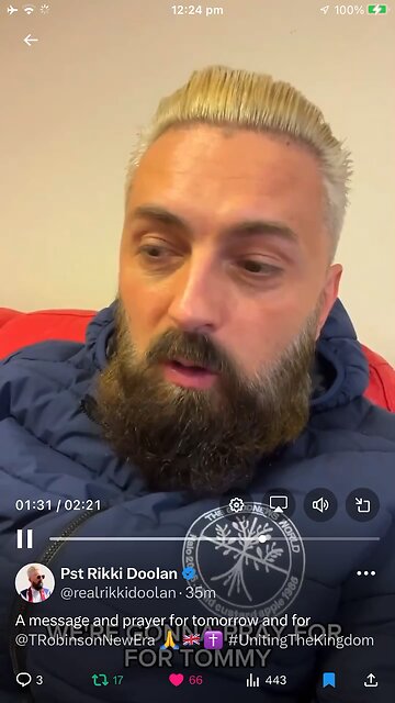 Pastor Rikki Doolan : prayer for Tommy Robinson and UK