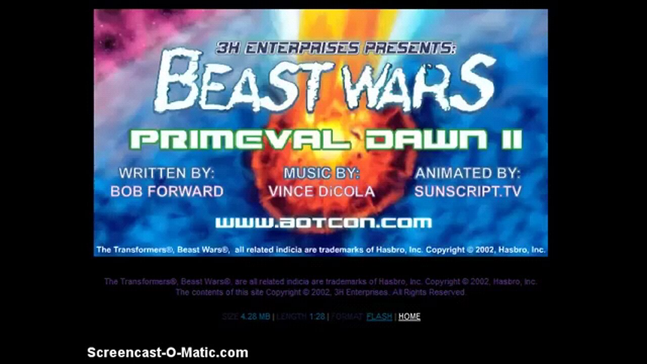 BotCon 2002 Primeval Dawn intro Flash animation