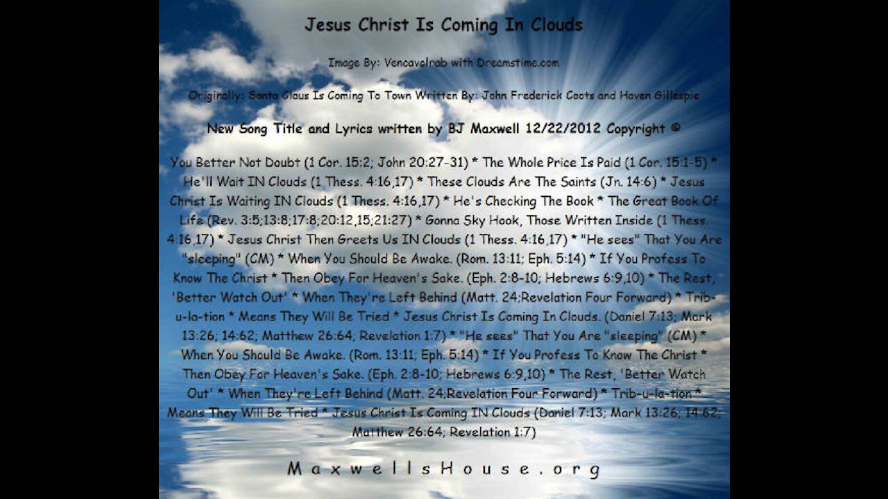 Jesus Christ is coming in Clouds (1 Thess. 4:16,17)