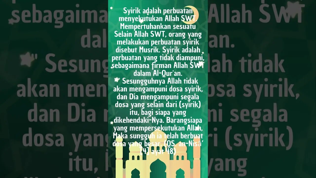 YANG DISEBUT SYIRIK #literasi #agamaislam #videoshort