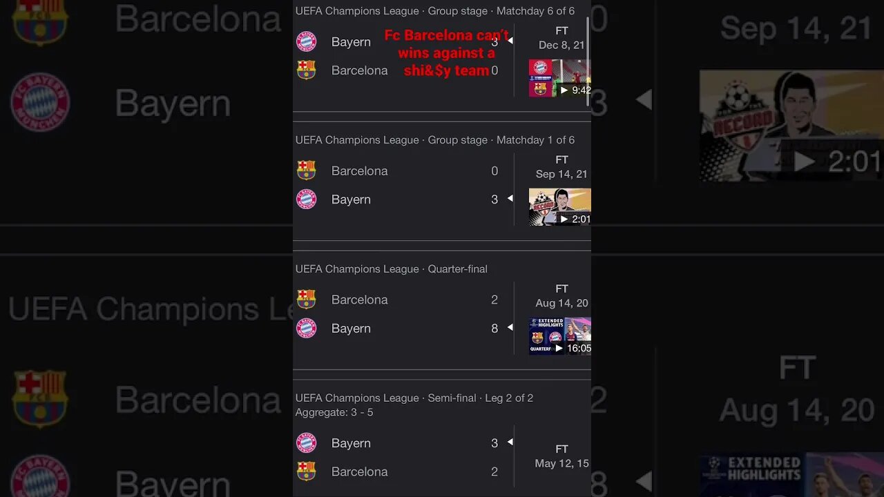 Fc Barcelona can’t win against Fc Bayern