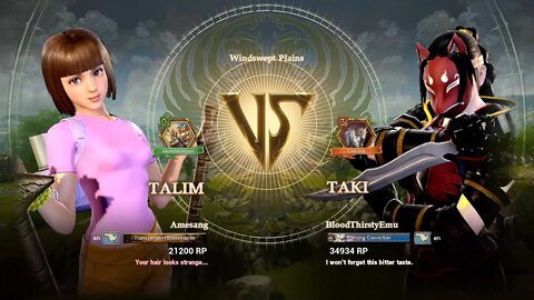 Talim (Amesang) VS Taki (BloodThirstyEmu) (SoulCalibur™ VI: Online)