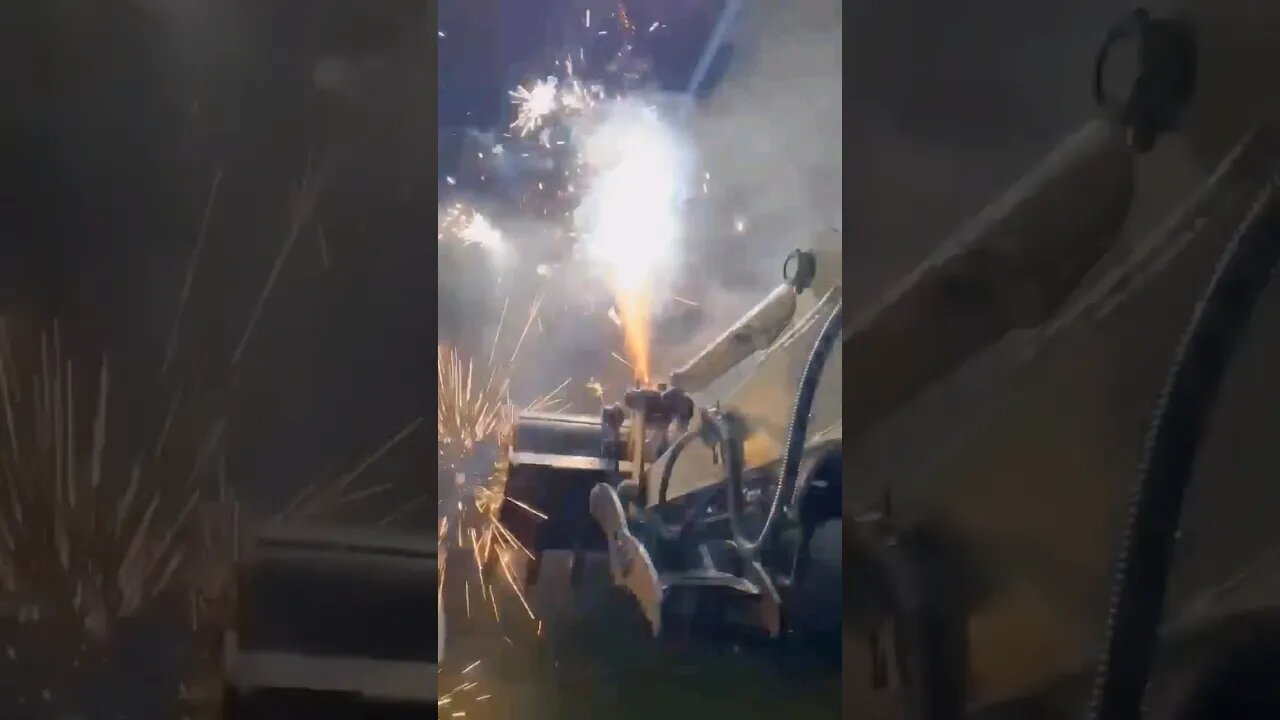 Fireworks vs Excavator 😱 #intrusivethoughts #america