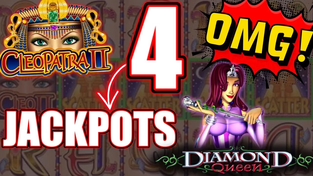 💵 4 JACKPOTS on Cleopatra 2 & Diamond Queen Slot Machine $100 BETS HIGH LIMIT SLOTS AT THE CASINO