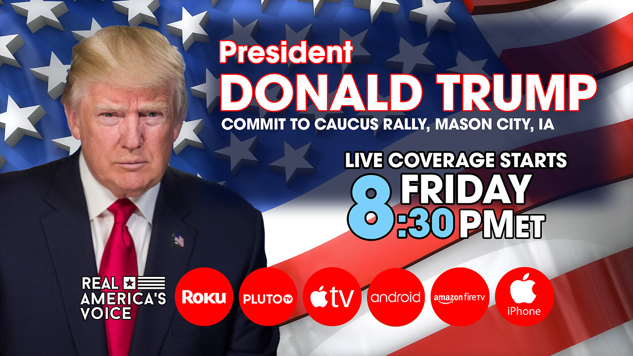 PRESIDENT TRUMP COMMIT TO CAUCUS RALLY MASON CITY IOWA