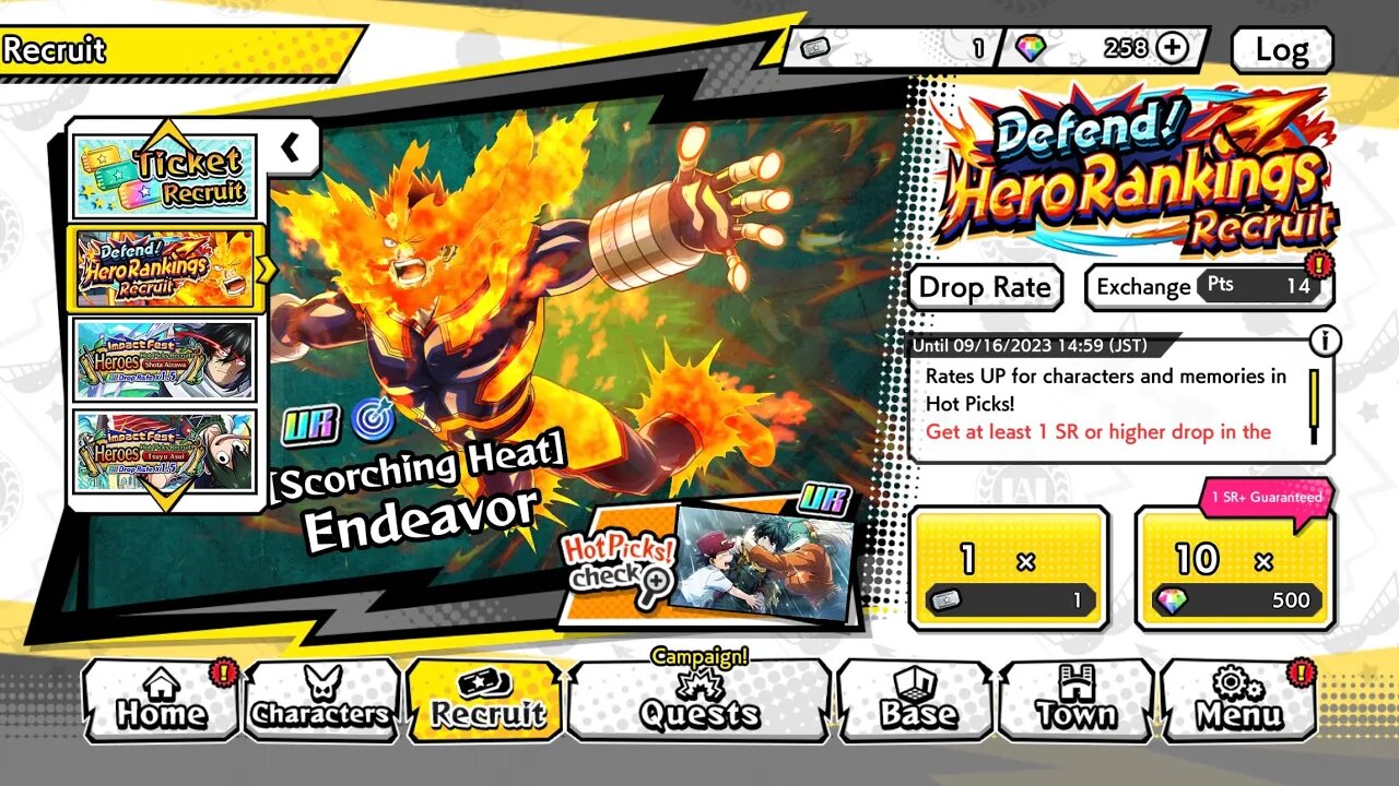 My Hero Ultra Impact Hero Rankings Recruit 2