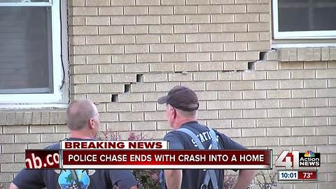 KCPD chase ends when car crashes into house