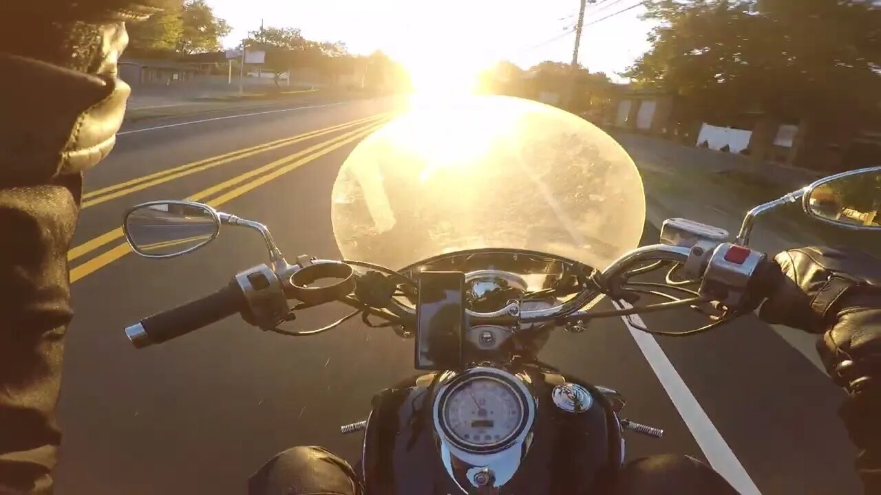 Biker Life: Van Backs Out in Blinding Sun then Turns with No Signal