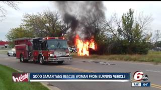 Two teens rescue woman from burning vehicle in Columbus