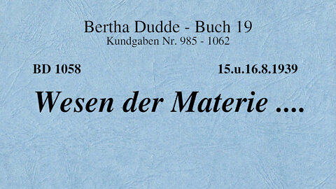 BD 1058 - WESEN DER MATERIE ....