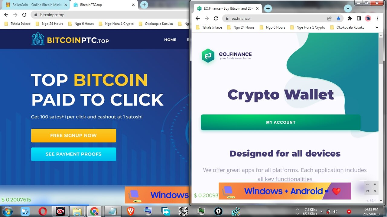 Make Bitcoin Money Viewing Paid To Click Adverts At BitcoinPTC And Instant Withdraw At EO.Finance